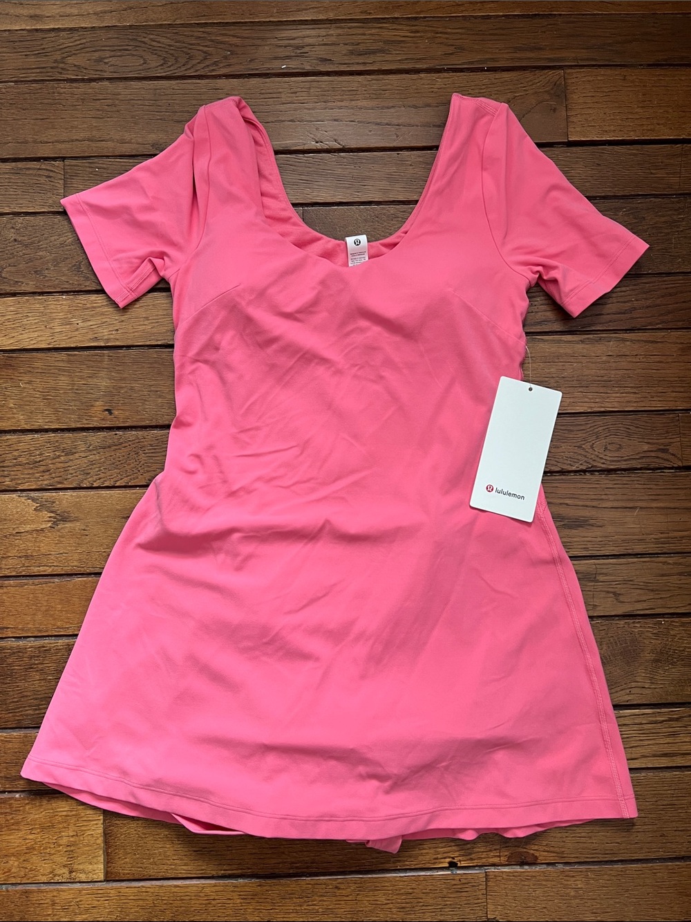 Lululemon Sakura Pink Align Short Sleeve Dress Built In Shorts Size 6 NWT